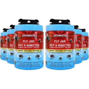 imageCatchmaster Reusable Fly Traps Outdoor Jar 1Pack Bug Catcher and Flying Insect Trap with FoodBased Lure for Pest Control Pet Safe Non Toxic Bulk Fly Traps6Pack
