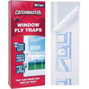 imageCatchmaster Window Fly Traps 48Pack Fruit Fly Traps for Indoors Disposable Bulk Bug Catcher Waterproof Insect Glue Trap Adhesive Strips Pet Safe Pest Control for Home Kitchen ampamp Garage96 Traps