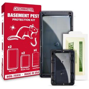 imageCatchmaster Basement Pest Protection Kit 2 Mouse Trays 2 Rat Trays 2 Insect Glue Traps PreScented Mouse Traps Indoor for Home Sticky Glue Traps for Mice ampamp Rats Pet Safe Pest Control for Home