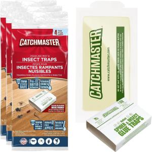 imageCatchmaster Crawling Pest ampamp Insect Glue Traps 12Count 3 Packs of 4 Insect Traps Indoor for Home Pest Control Tray for Spiders Crickets ampamp Roaches