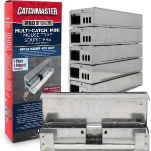 imageCatchmaster Pro Series MultiCatch Mouse Trap 3Pack Humane Mouse Traps Indoor for Home Rat Trap Outdoor with Replaceable Glue Boards Pet Safe Pest Control Live Catch for Garage ampamp ShedMini Metal Mouse Trap
