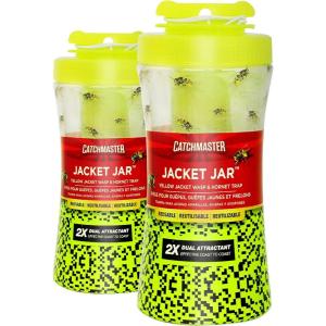 imageCatchmaster Yellow Jacket Hornet ampamp Wasp Trap Jar Bait Refill 2Pk Reusable Bug Catcher Attractant Outdoor Flying Insect Trap Wasp Killer Bug Trap Pet Safe Pest Control for Backyard ampamp PatioJar Trap 2Pk