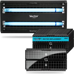imageCatchmaster Vector 30 Black UV Light Fly Trap ampamp Replacement Board Bundle Fly Traps Indoor for Home Electric Gnat Traps with Shatterproof Bulb Silent Bug Light for Garage 12Pack Replacement Boards