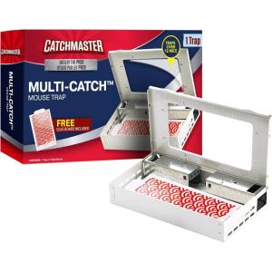imageCatchmaster MultiCatch Mouse Trap Humane Mouse Trap Indoor for Home Includes 1 Replaceable Glue Board Live Catch Pest Control for Garage ampamp Shed WhiteWhite