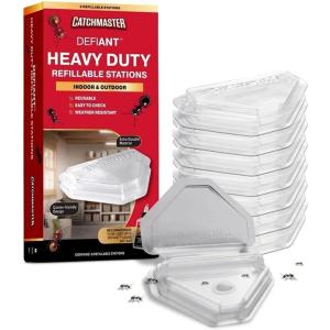 imageCatchmaster Defiant Reusable Heavy Duty Ant Traps Indoor ampamp Outdoor Refill 8 Pack  Effective Liquid Ant Killer  Bait NOT Included  MultiSurface No Mess Discreet Bait Stations for Pest Control8 Heavy Duty Stations