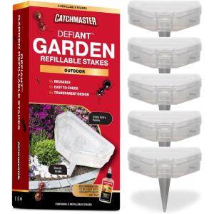 imageCatchmaster Defiant Reusable Heavy Duty Ant Traps Indoor ampamp Outdoor Refill 8 Pack  Effective Liquid Ant Killer  Bait NOT Included  MultiSurface No Mess Discreet Bait Stations for Pest Control5 Garden Stakes