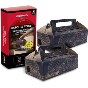 image:imageCatchmaster Catch amp Toss NoTouch NoSee Disposable Mouse Glue Traps Indoor No Bait Needed 2 Pack Catches up to 10 Mice  PesticideFree 6 Months of Child amp Pet Protection Sticky Mouse Traps
